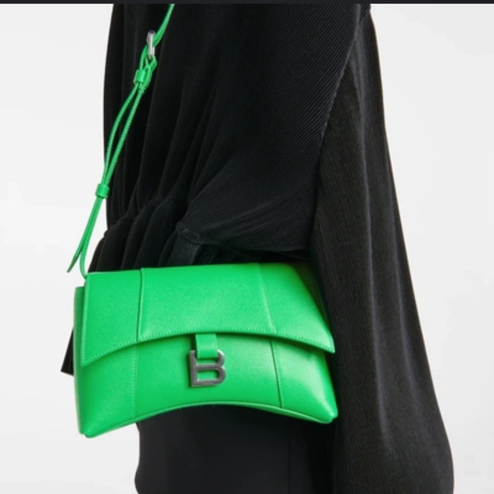 Balenciaga xs soft hourglass shoulder bag in green